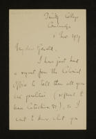 Letter from A. E. Housman to G. C. A. Jackson