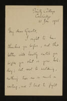 Letter from A. E. Housman to G. C. A. Jackson