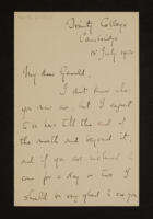 Letter from A. E. Housman to G. C. A. Jackson