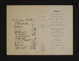 Menu for Dinner in honour of Dr Joachim at Trinity College, Cambridge