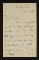 Letter from A. E. Housman to W. H. Semple