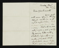 Letter from Adam Sedgwick to Edward Charlesworth