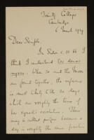 Letter from A. E. Housman to W. H. Semple