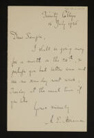 Letter from A. E. Housman to W. H. Semple