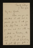 Letter from A. E. Housman to G. C. A. Jackson