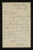 Letter from A. E. Housman to W. H. Semple