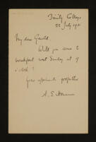 Letter from A. E. Housman to G. C. A. Jackson