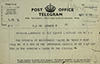 Telegram from the Clerk of the Privy Council (M. P. A. Hankey) to F. W. Pethick-Lawrence