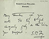 Postcard from Margery Fry to F. W. Pethick-Lawrence