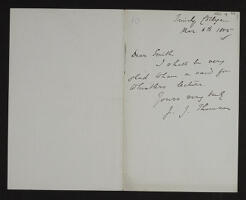 Letter from J. J. Thomson to Henry Babington Smith