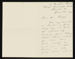 Letter from Ed. Westermarck to Dr. Frazer