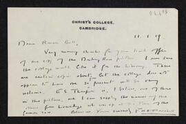 Letter from Francis Hugh Adam Marshall to W. W. Rouse Ball