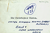 Card bearing the name and work address of Sir Christopher Hinton