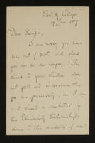 Letter from A. E. Housman to W. H. Semple