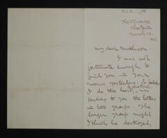 Letter from William Walton to William Collings Mathison