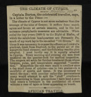 Presscutting of article by Richard Francis Burton on the climate of Cyprus