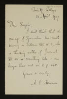 Letter from A. E. Housman to W. H. Semple
